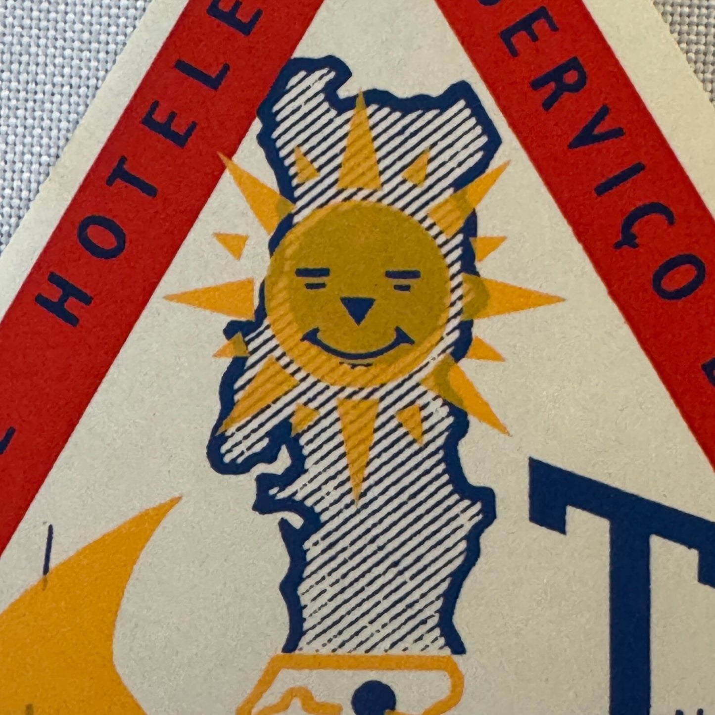 Vintage Hotel Travel Luggage Label Portugal Portuguese Unidade Hotel Hoteleira