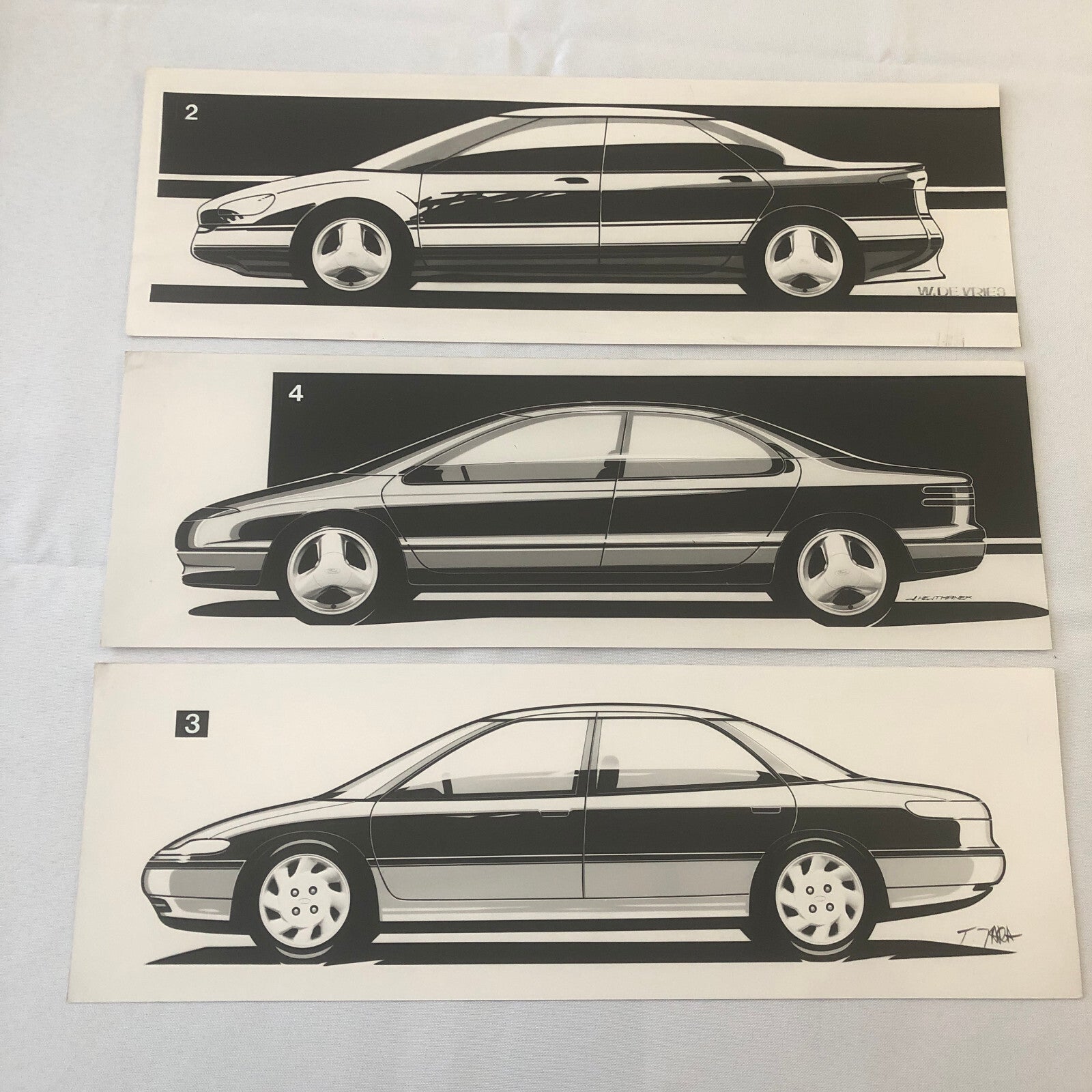 Vintage Car Design PRINT Concept Rendering Germany Ford Lot of 14x