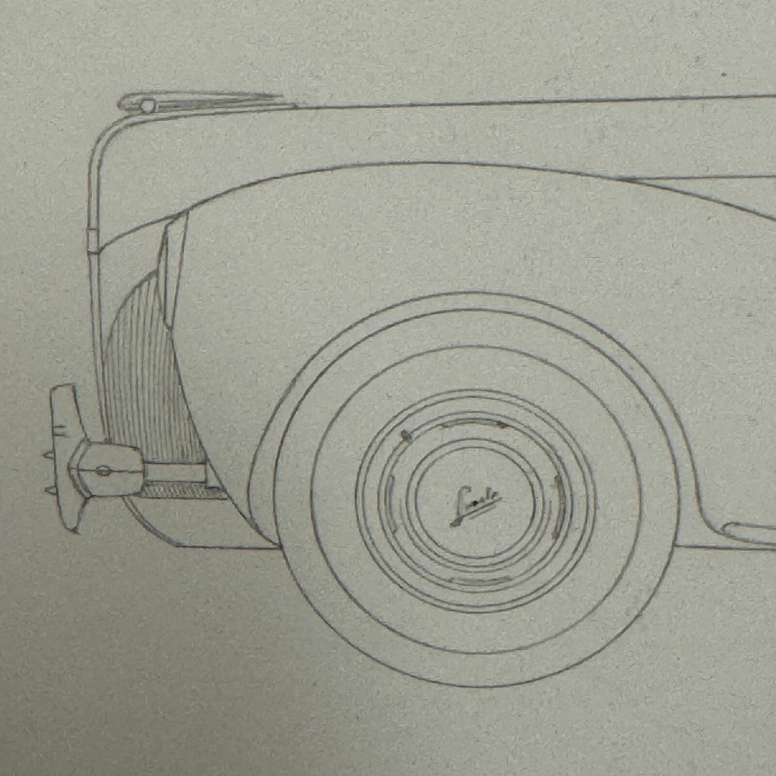 1940 Lincoln Continental Club Coupe Car Illustration Art Drawing Hand Drawn