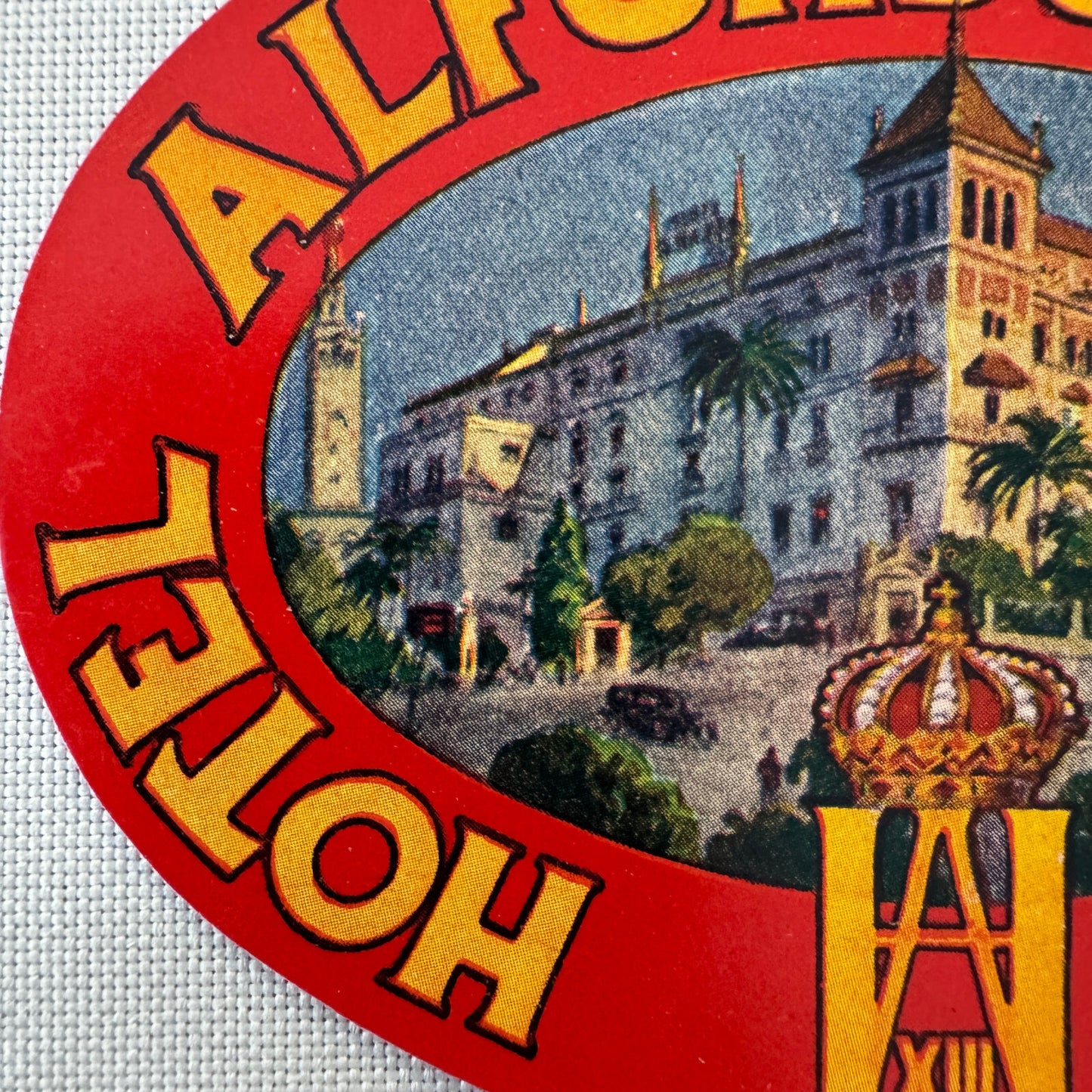Vintage Hotel Travel Luggage Label Hotel Alfonso XIII Sevilla Spain Spanish