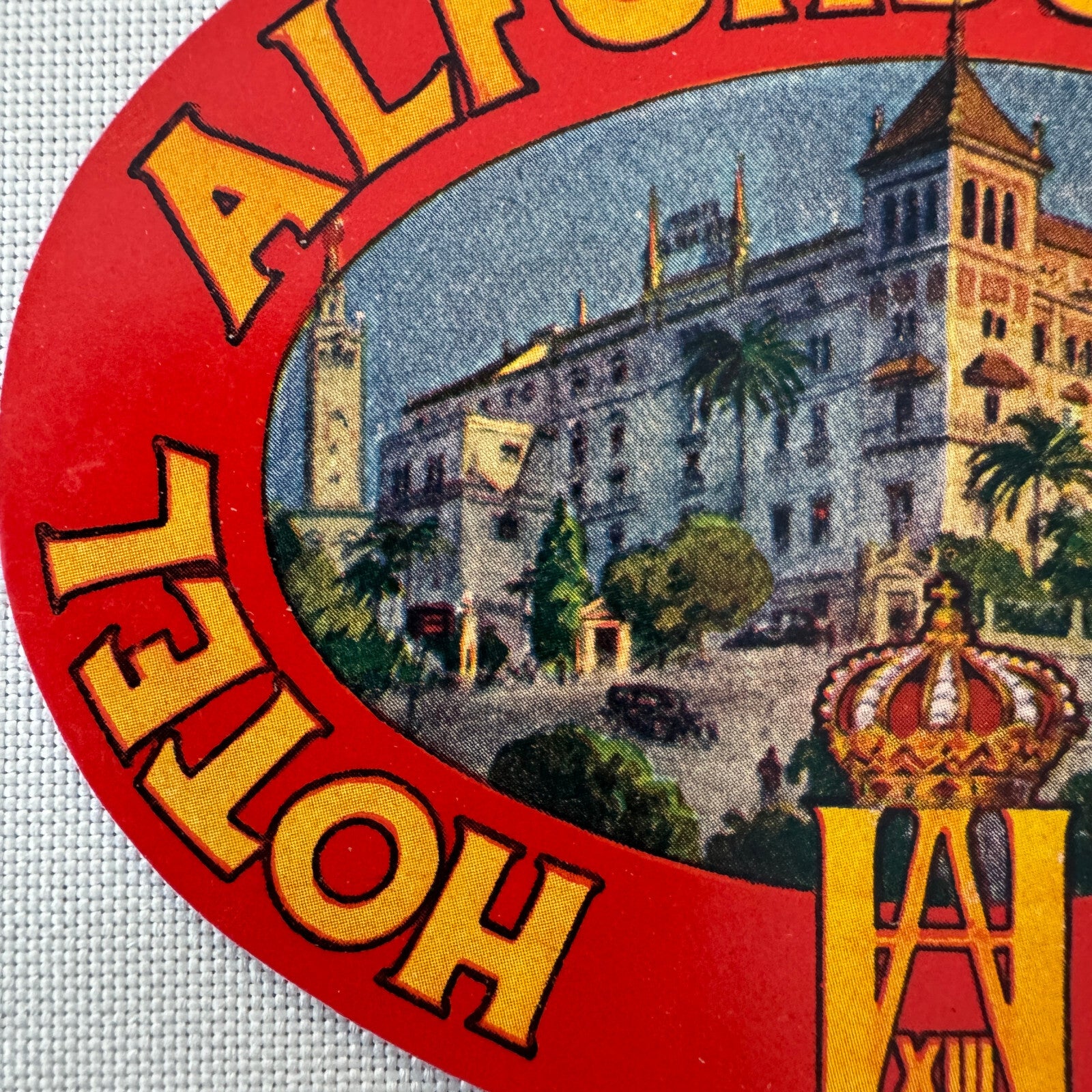 Vintage Hotel Travel Luggage Label Hotel Alfonso XIII Sevilla Spain Spanish