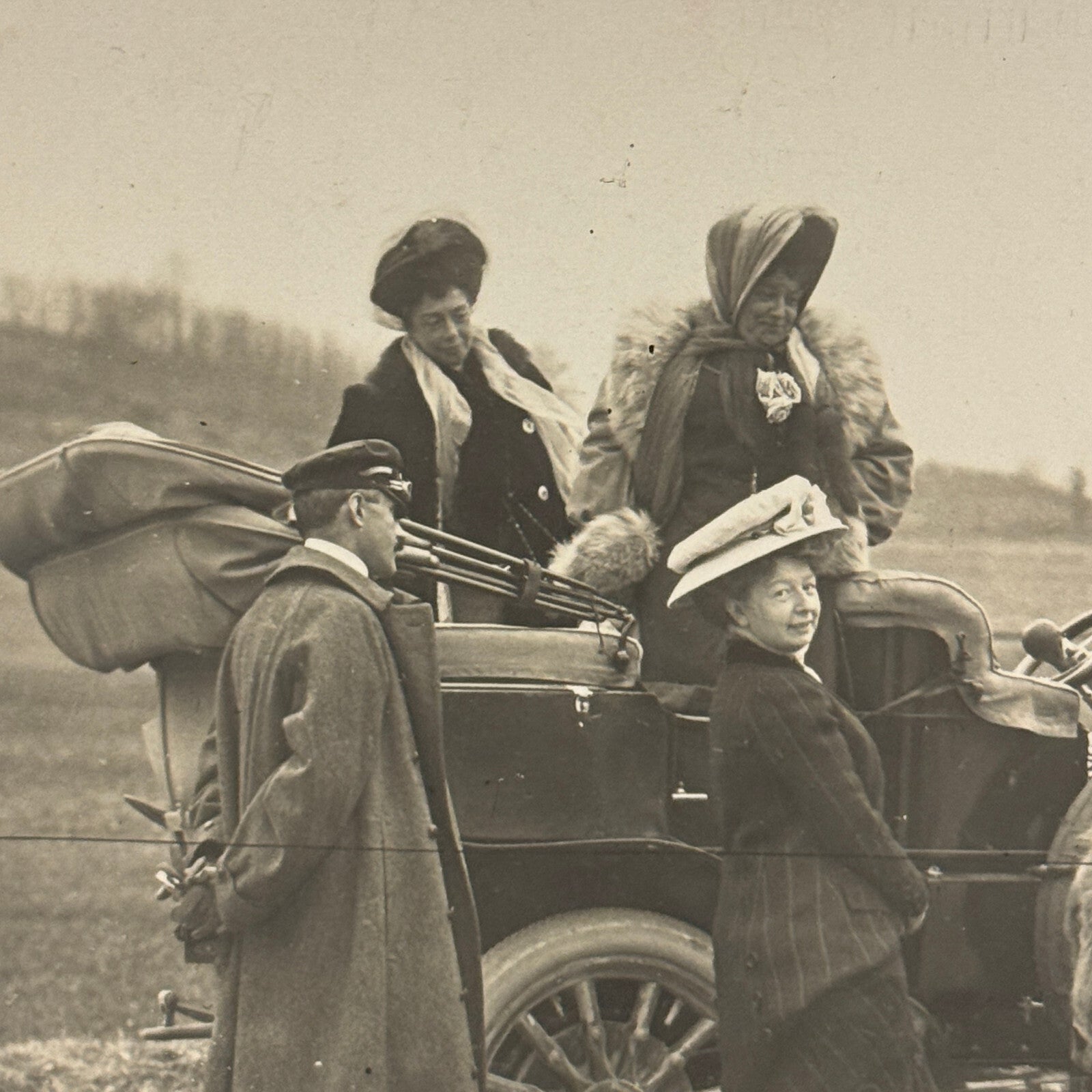 Antique Car Automobile Women Italian Real Photo Postcard RPPC Photograph