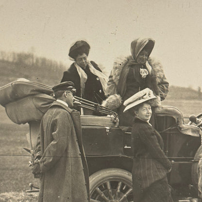 Antique Car Automobile Women Italian Real Photo Postcard RPPC Photograph
