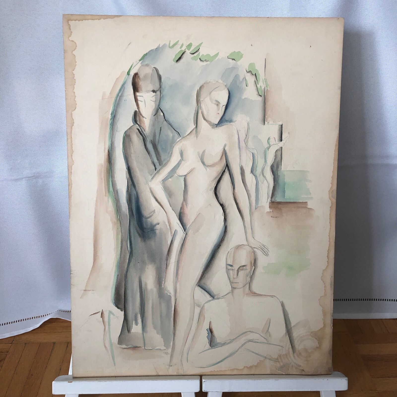 Vintage Painting Art Artwork Artist Arthur E Sudler Nude Woman Figures