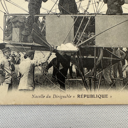 Vintage Zeppelin Airship Dirigible Postcard Post Card French Republique Military