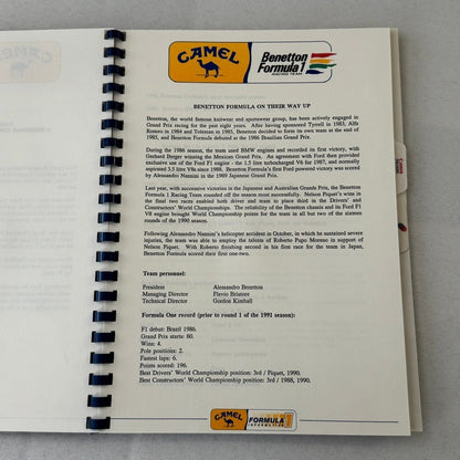 Camel Formula One Racing Press Kit Brochure Nelson Piquet Nigel Mansell 1991