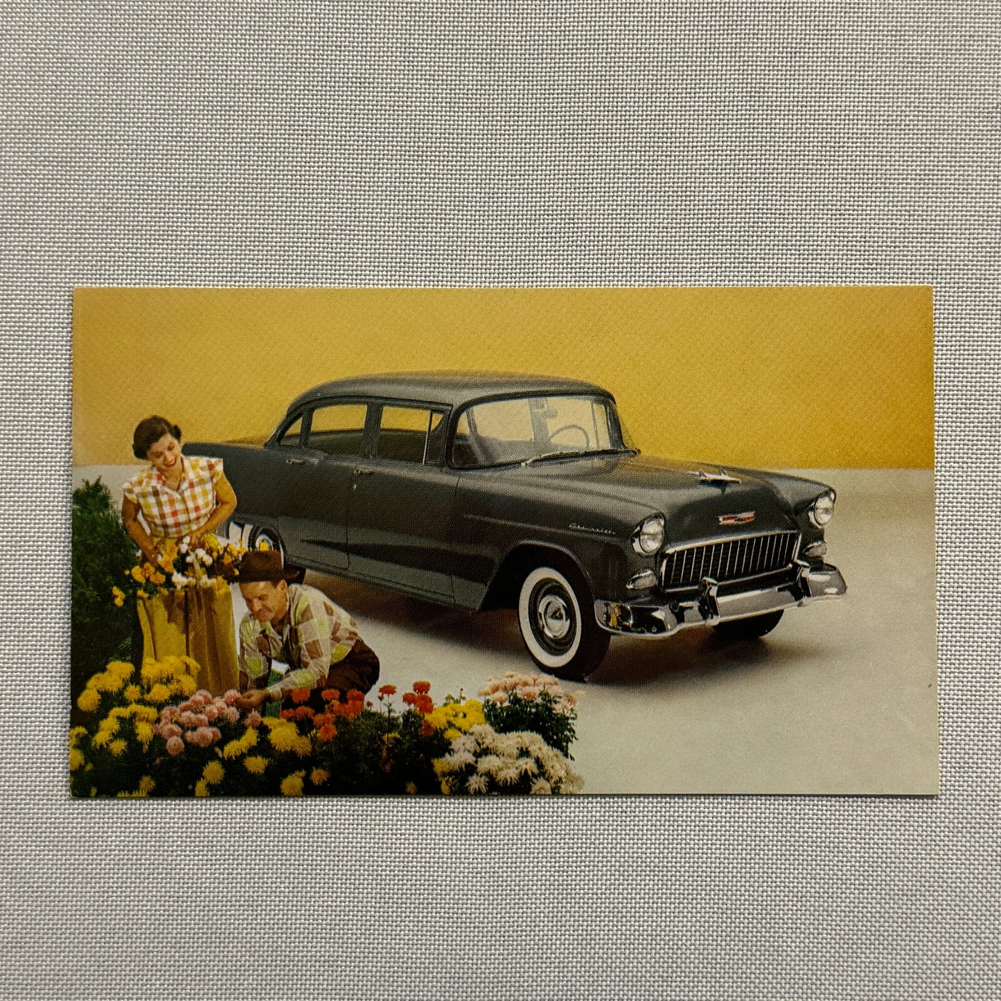 1955 Chevrolet One Fifty 4-Door Sedan Factory Advertising Postcard Vintage