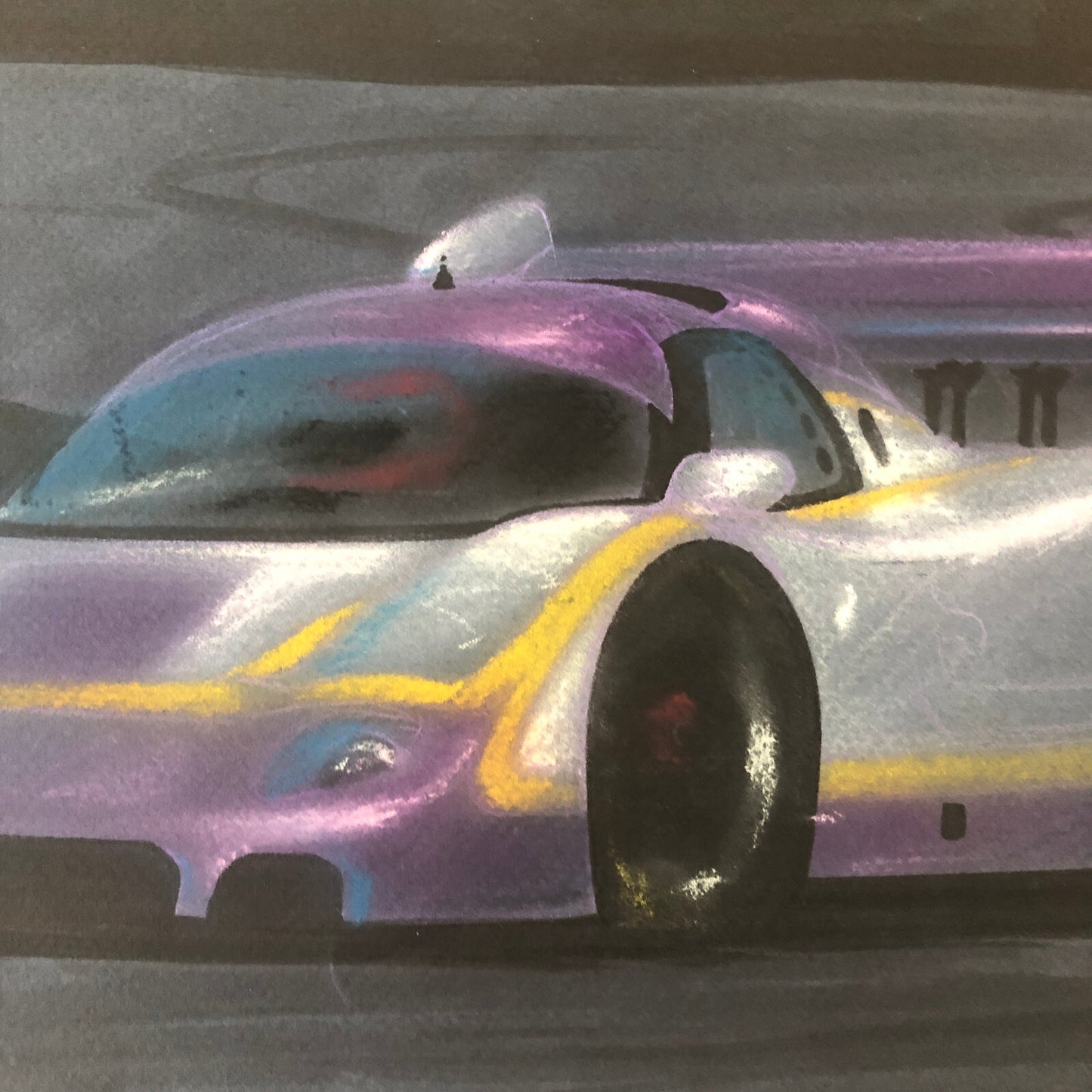 Vintage Jaguar XJR9 Silk Cut Racing Illustration Drawing Sketch Original Art