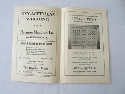 1915 Watertown New York Auto Show Program - Metz Indian Motorcycle Cadillac +