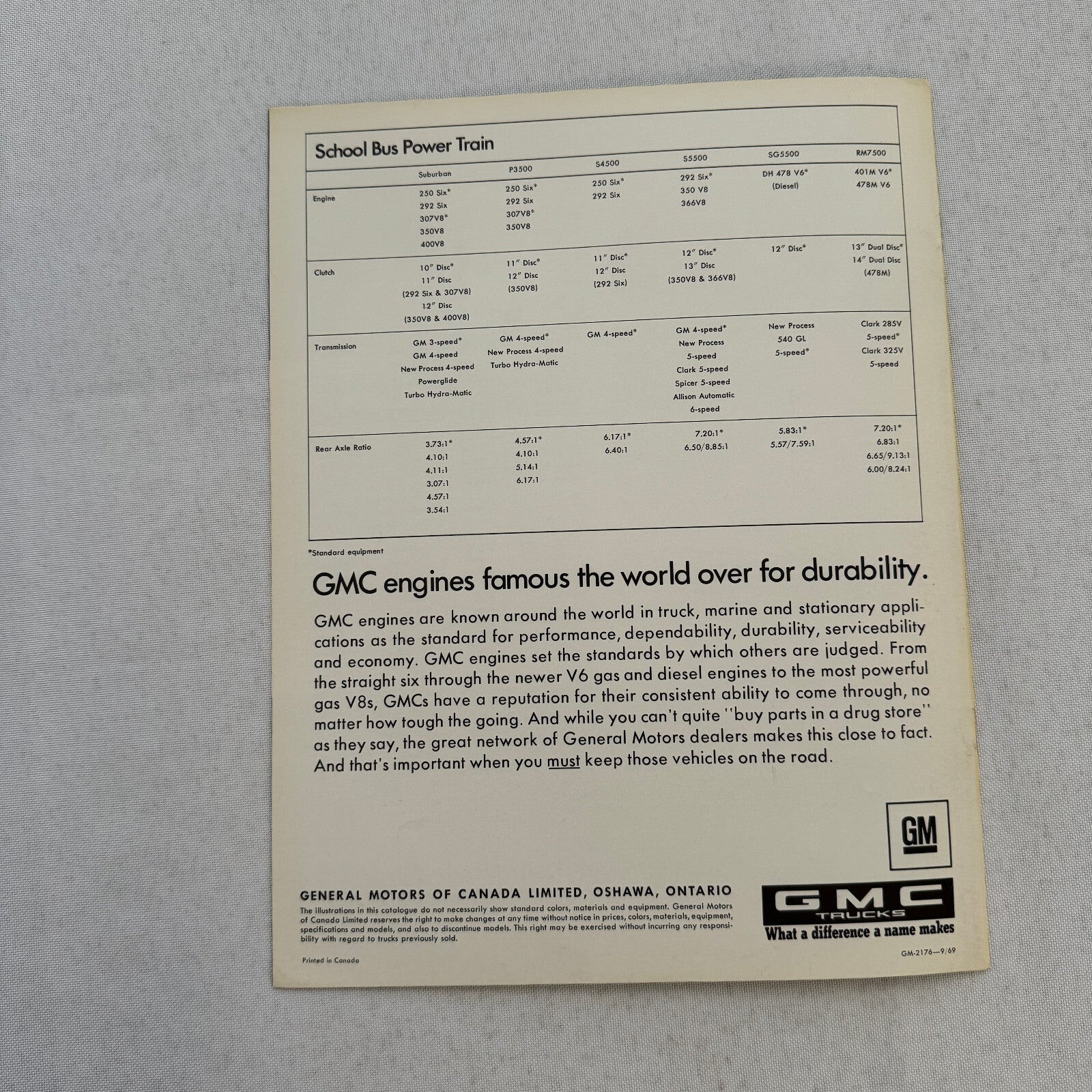 1970 GMC School Bus Sales Brochure Catalog Suburban Value Van Pusher