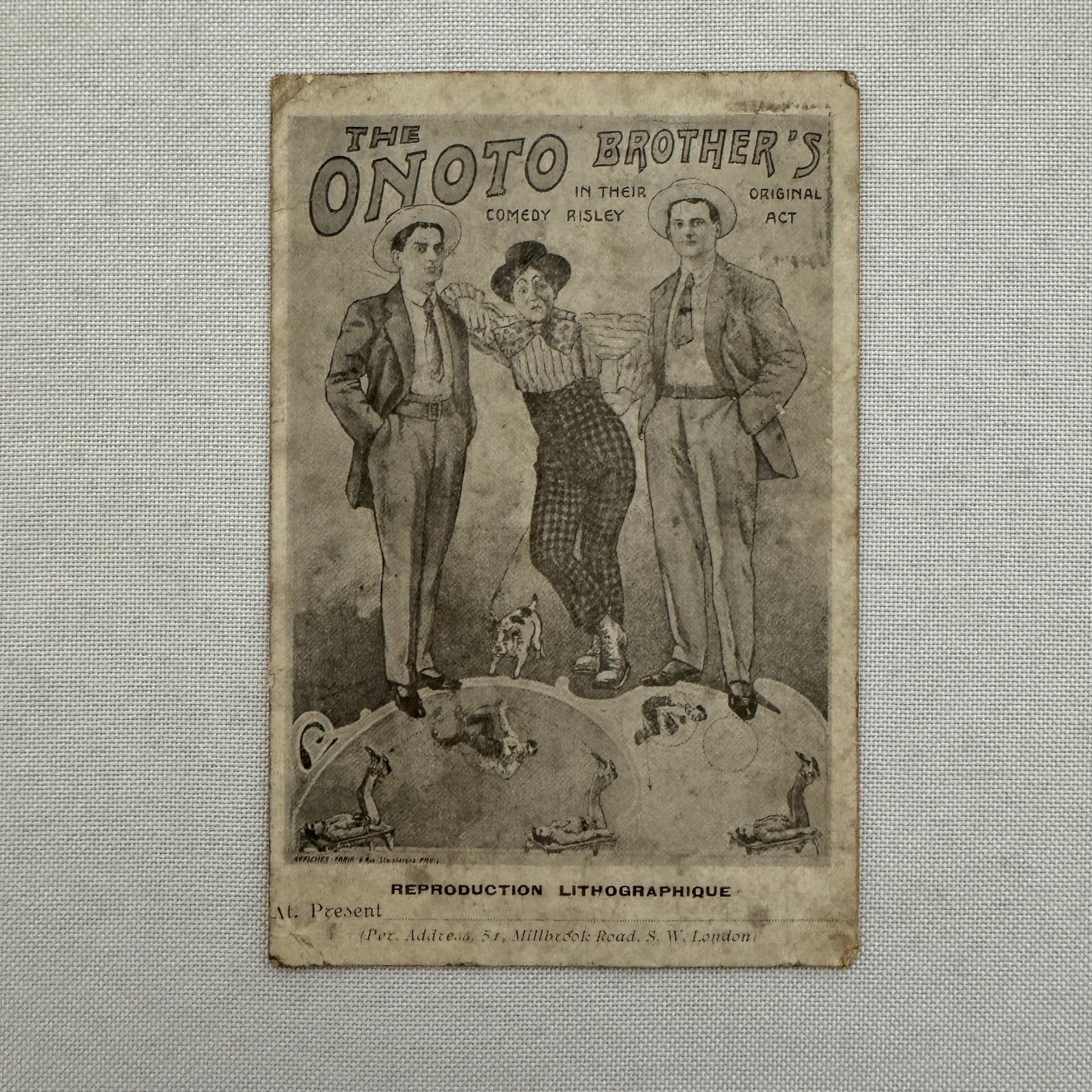 Vintage Circus Comedy Act Postcard Post Card The Onoto Brothers 1914 Postmark