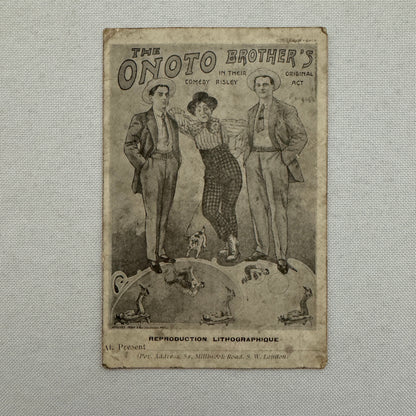 Vintage Circus Comedy Act Postcard Post Card The Onoto Brothers 1914 Postmark