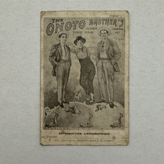 Vintage Circus Comedy Act Postcard Post Card The Onoto Brothers 1914 Postmark