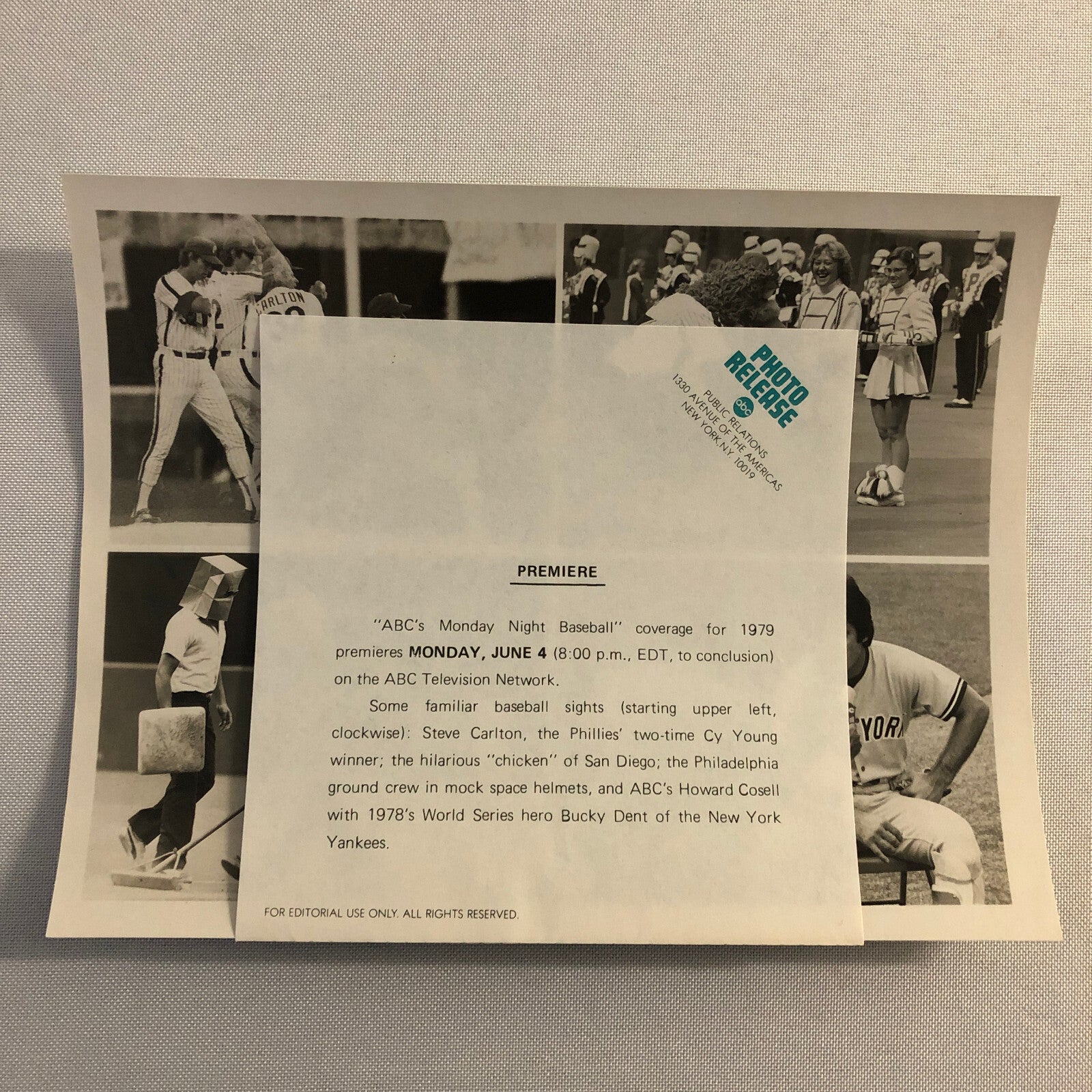 1979 Baseball Season Press Photograph Howard Cosell Bucky Dent Phillies +