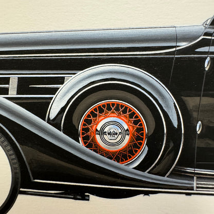 1935 Pierce Arrow 12 Convertible Coupe Roadster Car Illustration Art Drawing