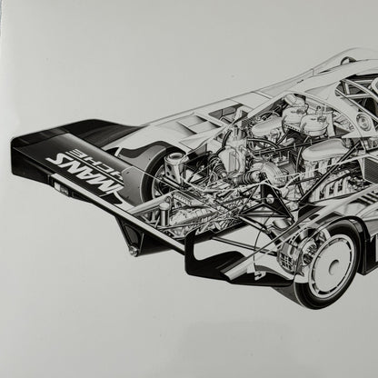 Porsche 956 Race Car Factory Press Photo Photograph Cutaway Illustration
