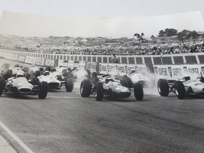 Vintage 1965 Racing Photograph Photo - Jim Clark Jack Brabham Bruce McLaren +