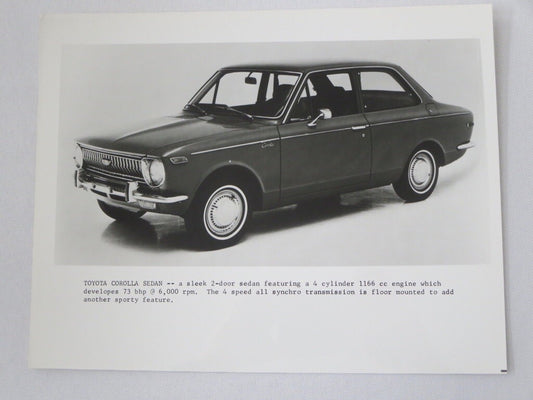 Vintage Toyota Corolla Sedan Factory Press Photo Photograph Image 