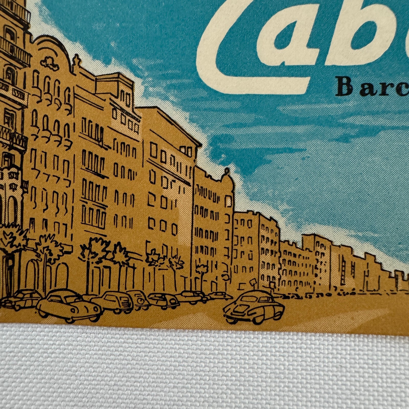 Vintage Travel Luggage Label Hotel Faber Barcelona Spain