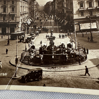 Vintage Italian Postcard Post Card Napoli Della Borsa Naples Italy Automobile