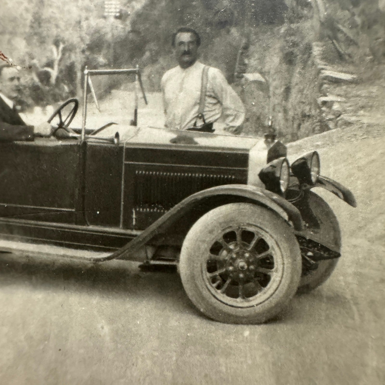 Vintage Photograph Photo Print Family with Early Car Automobile European