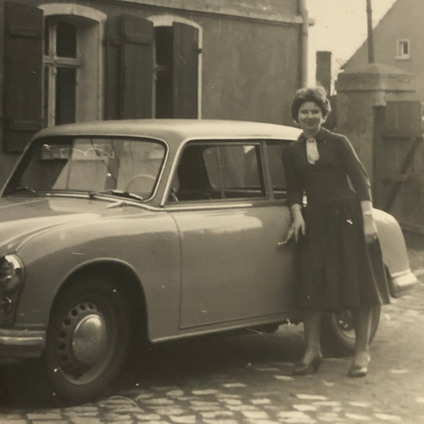 Vintage Photo Photograph Snapshot Lot of 2 Woman with Car Germany 1956 AL22SM1