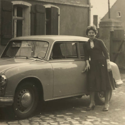 Vintage Photo Photograph Snapshot Lot of 2 Woman with Car Germany 1956 AL22SM1