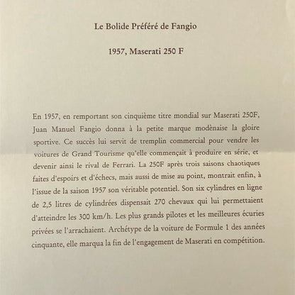 Louis Vuitton Automobile Concours Press Release Photo Fangio Maserati 250F Car