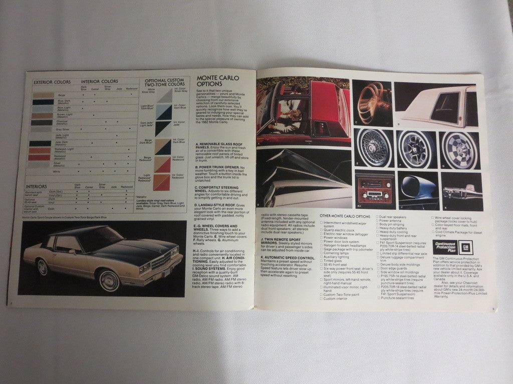 1982 Chevrolet Chevy Monte Carlo Sales Brochure Catalog