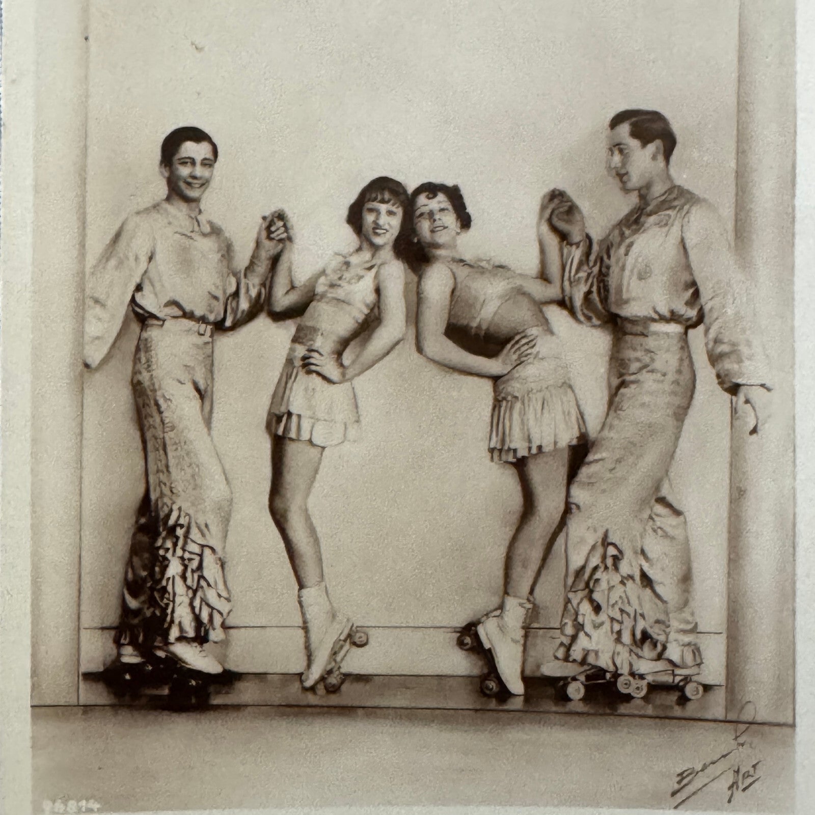 Circus Rollerskating Roller Skate Circus Act Photo Photograph Postcard Vintage