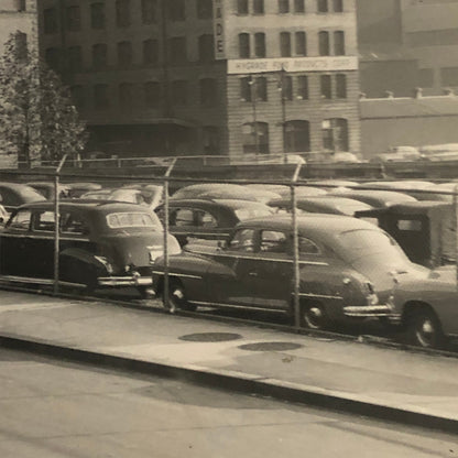 Vintage Street Scene Snapshot Photo Photograph Cars Automobile Building Esso Gas