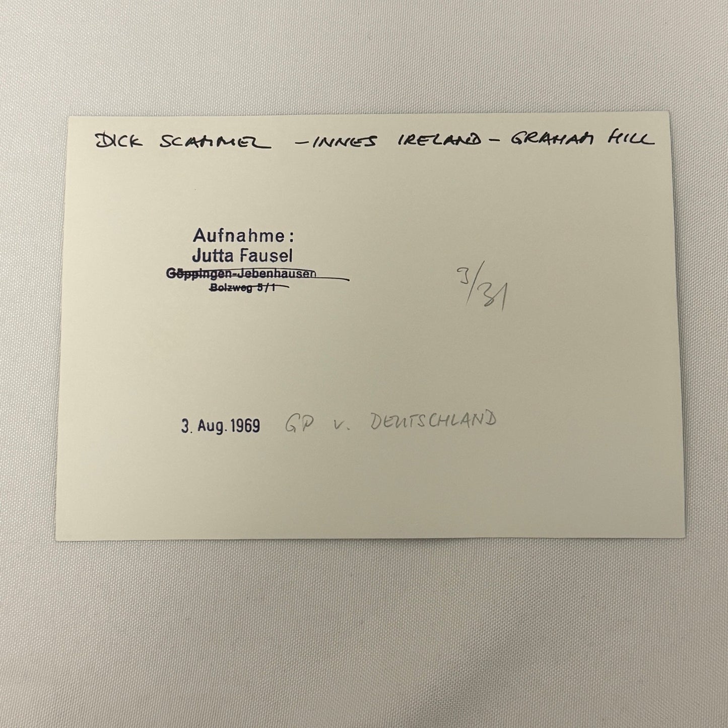 Vintage Racing Photo 1969 German Grand Prix Graham Hill Innes Ireland Scammel