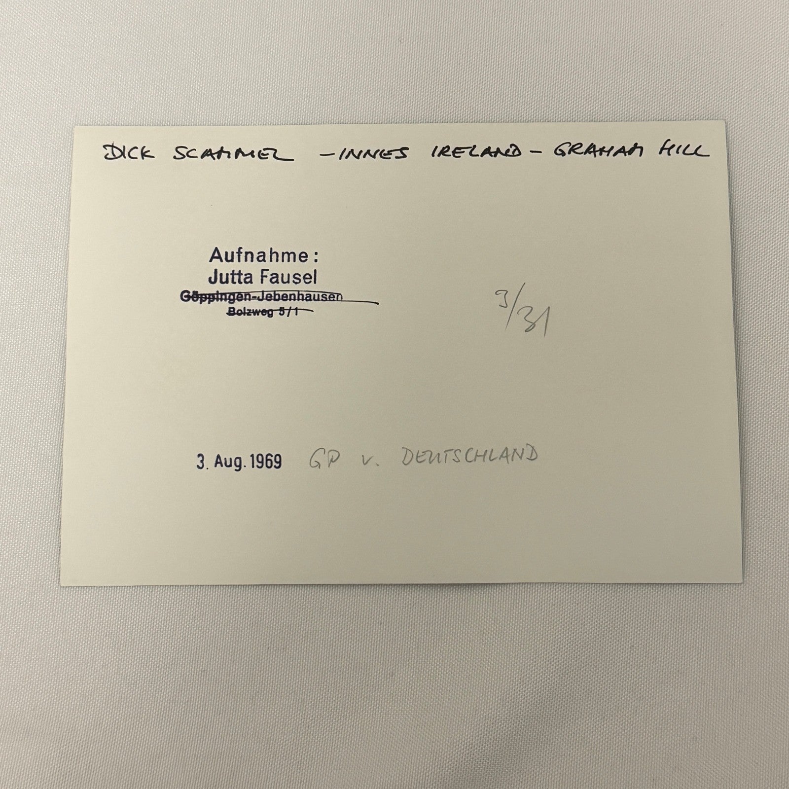 Vintage Racing Photo 1969 German Grand Prix Graham Hill Innes Ireland Scammel