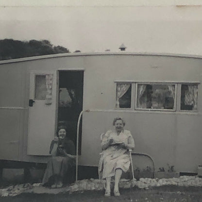 Vintage Photograph Lot of 3 - People in Camper Caravan Trailer Park 