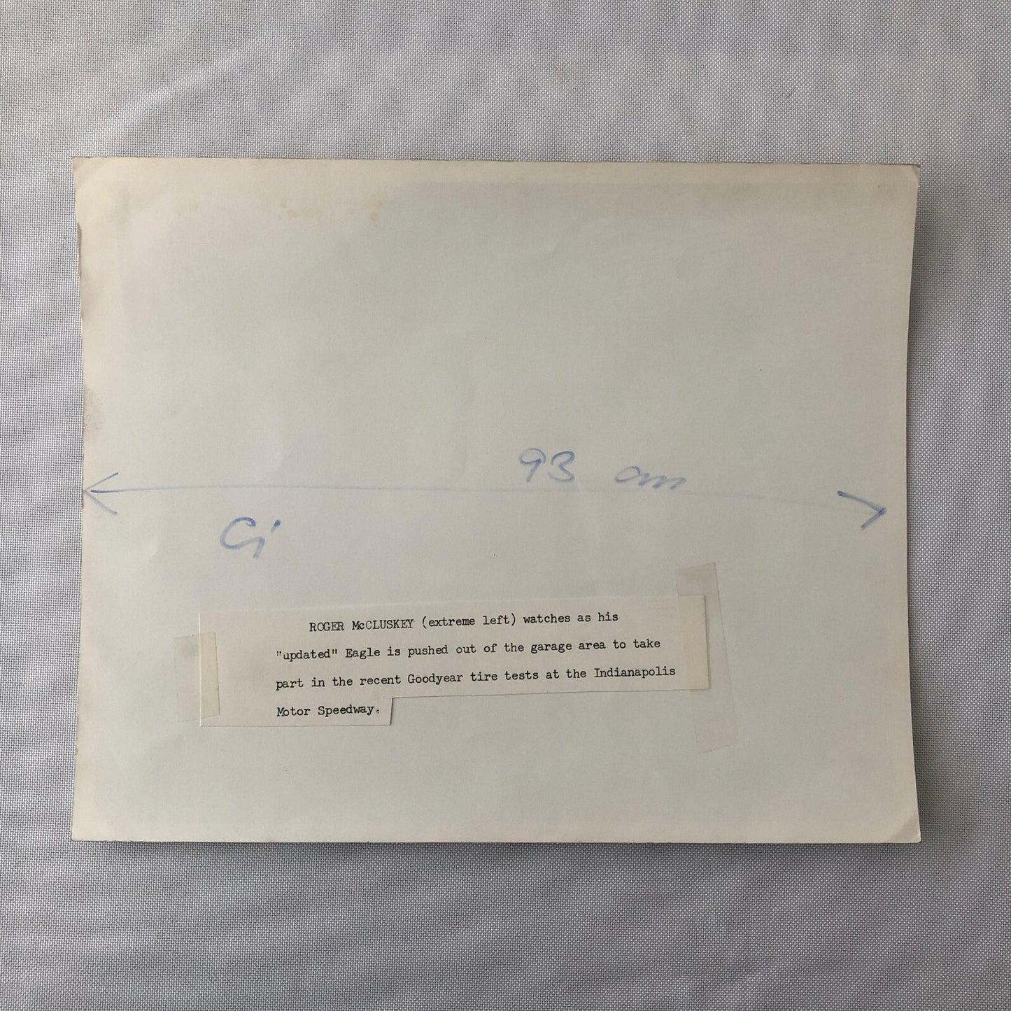 Roger McCluskey Indianapolis 500 Indy 500 Racing Photo Photograph Eagle Goodyear