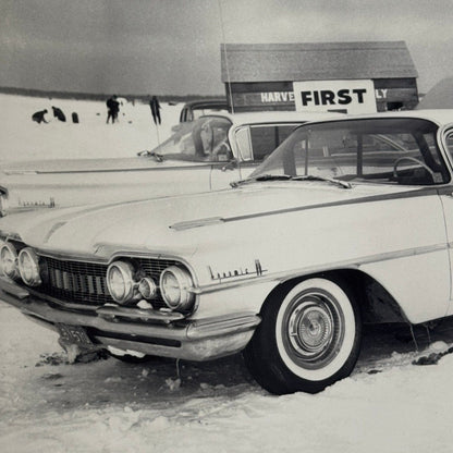 Vintage Oldsmobile Car in Snow Photo NEGATIVE with Print Automobile Photograph