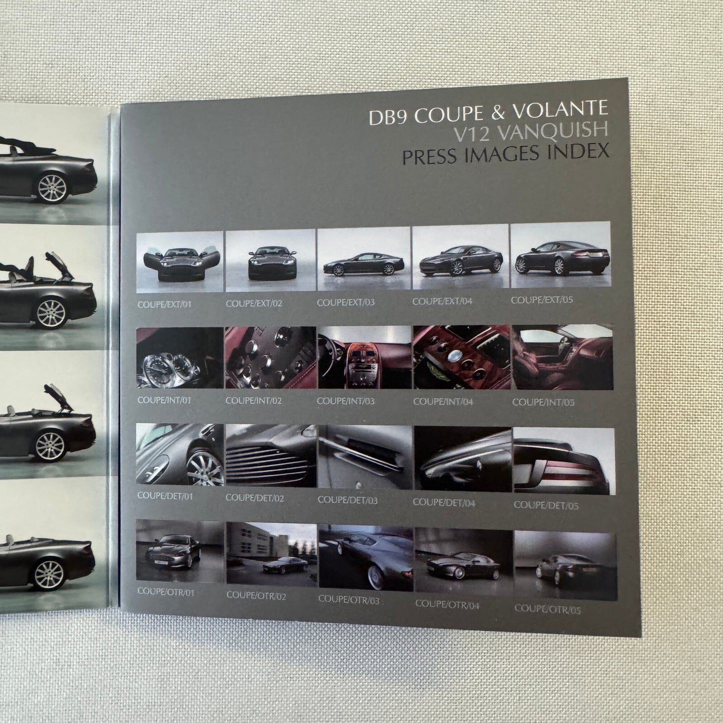 Aston Martin Car Press Kit Photo CD Aston Martin V12 Vanquish DB9 Coupe Volante