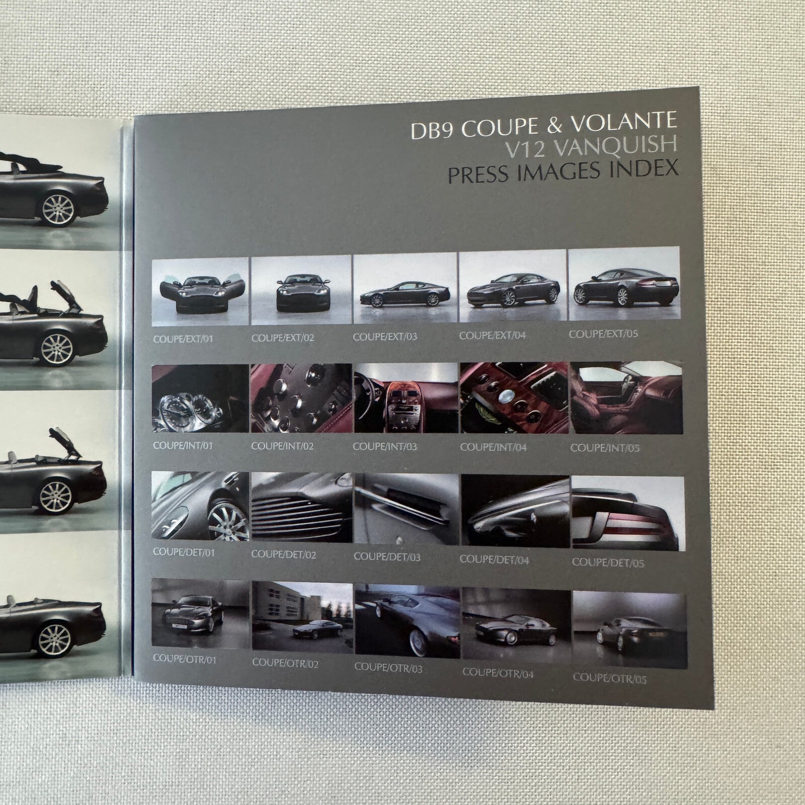 Aston Martin Car Press Kit Photo CD Aston Martin V12 Vanquish DB9 Coupe Volante