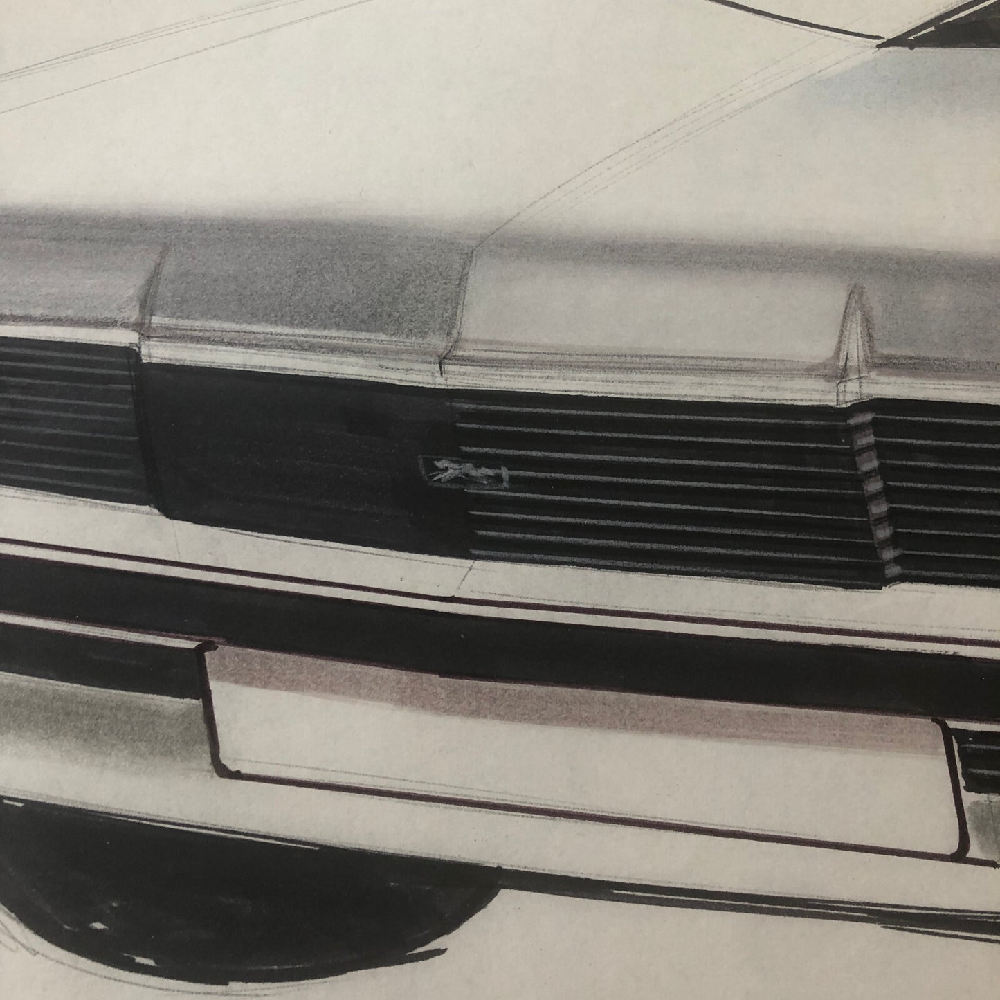 Vintage Concept Car Design Illustration Sketch Drawing Art Signed NOTTRODT