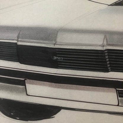 Vintage Concept Car Design Illustration Sketch Drawing Art Signed NOTTRODT