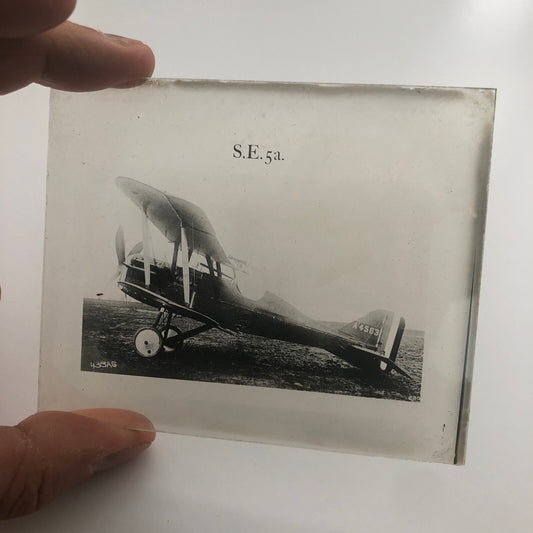 Antique Glass Plate Lantern Slide Photo Aviation Airplane Early Air Plane