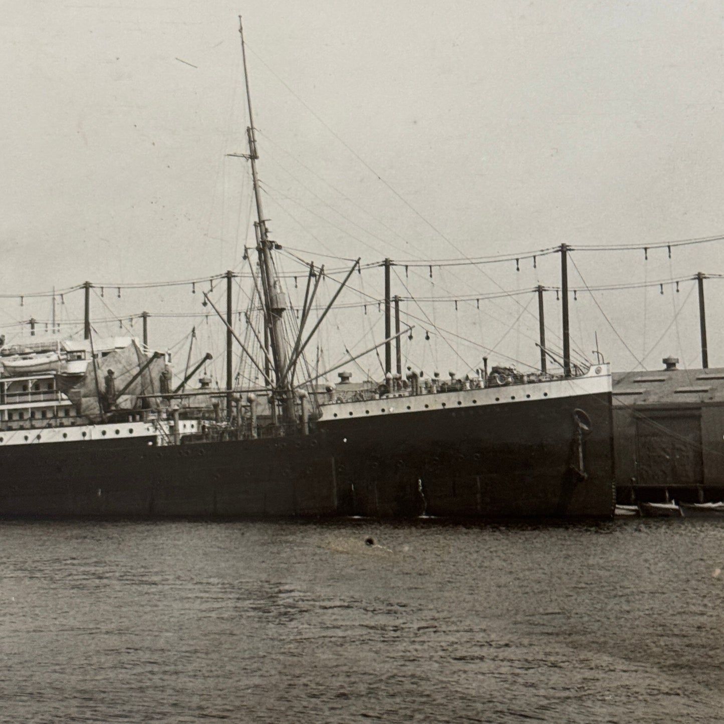 Vintage Ship Boat Press Photo Photograph Print SS Hamburg America Line 1914