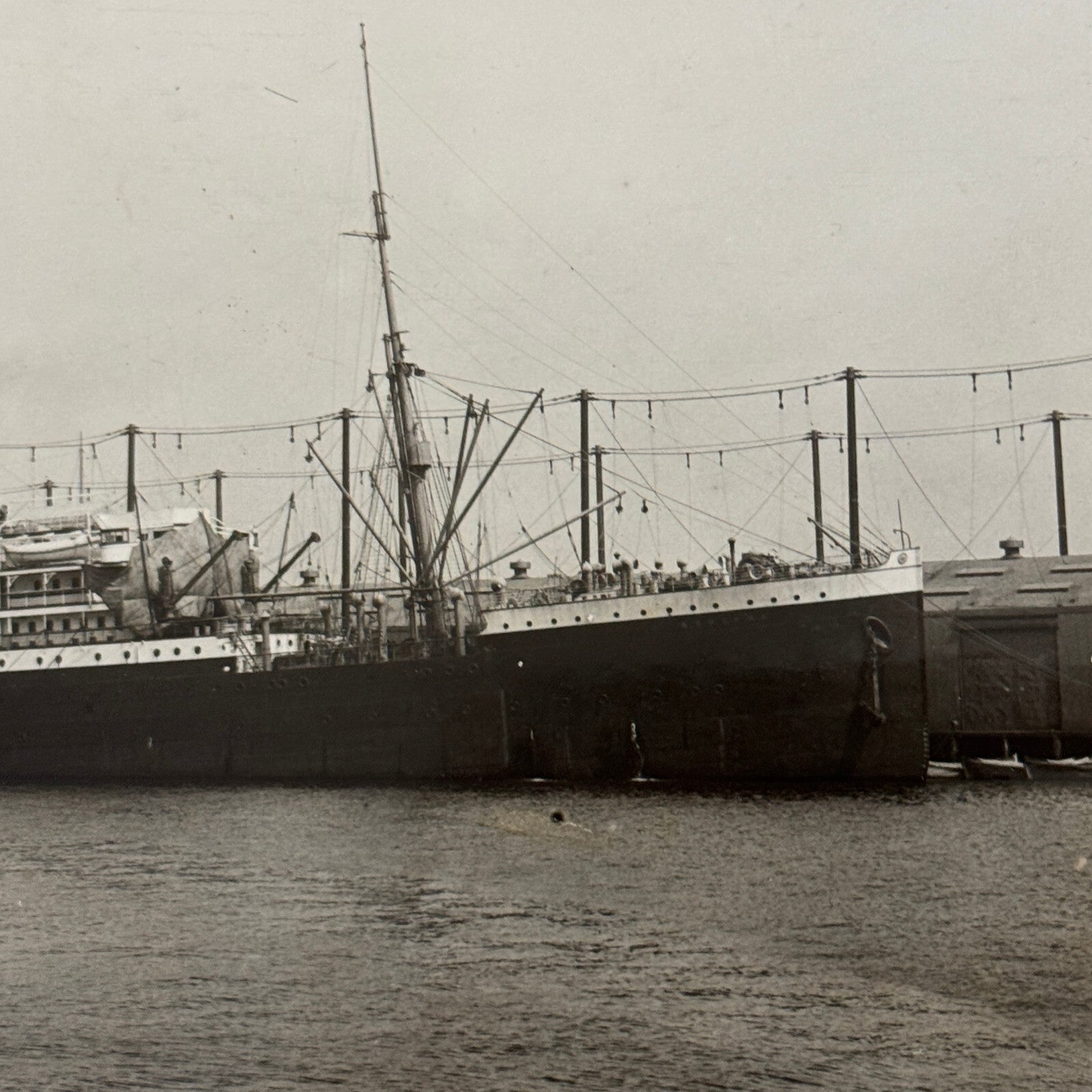 Vintage Ship Boat Press Photo Photograph Print SS Hamburg America Line 1914