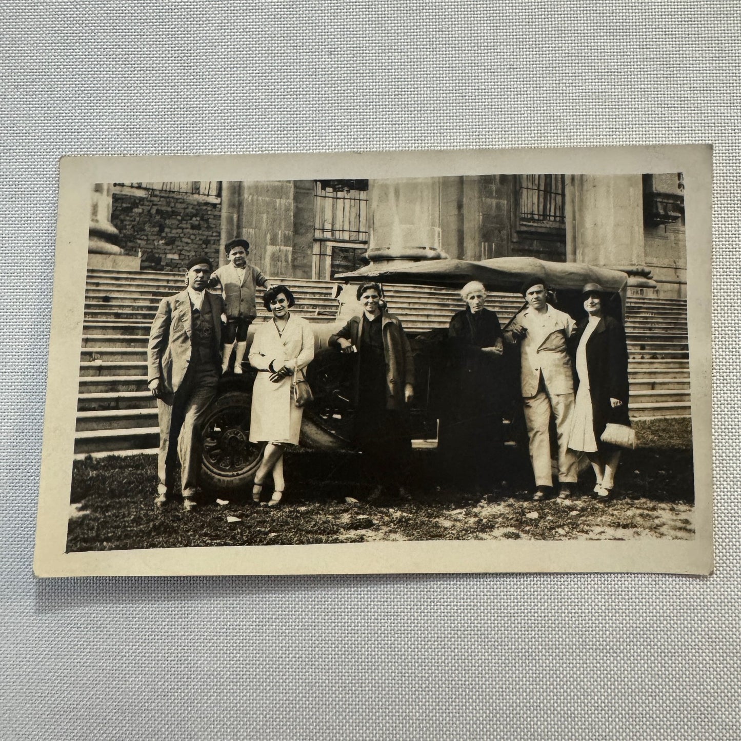 Vintage Postcard Real Photo Postcard RPPC People with Car Automobile Italian