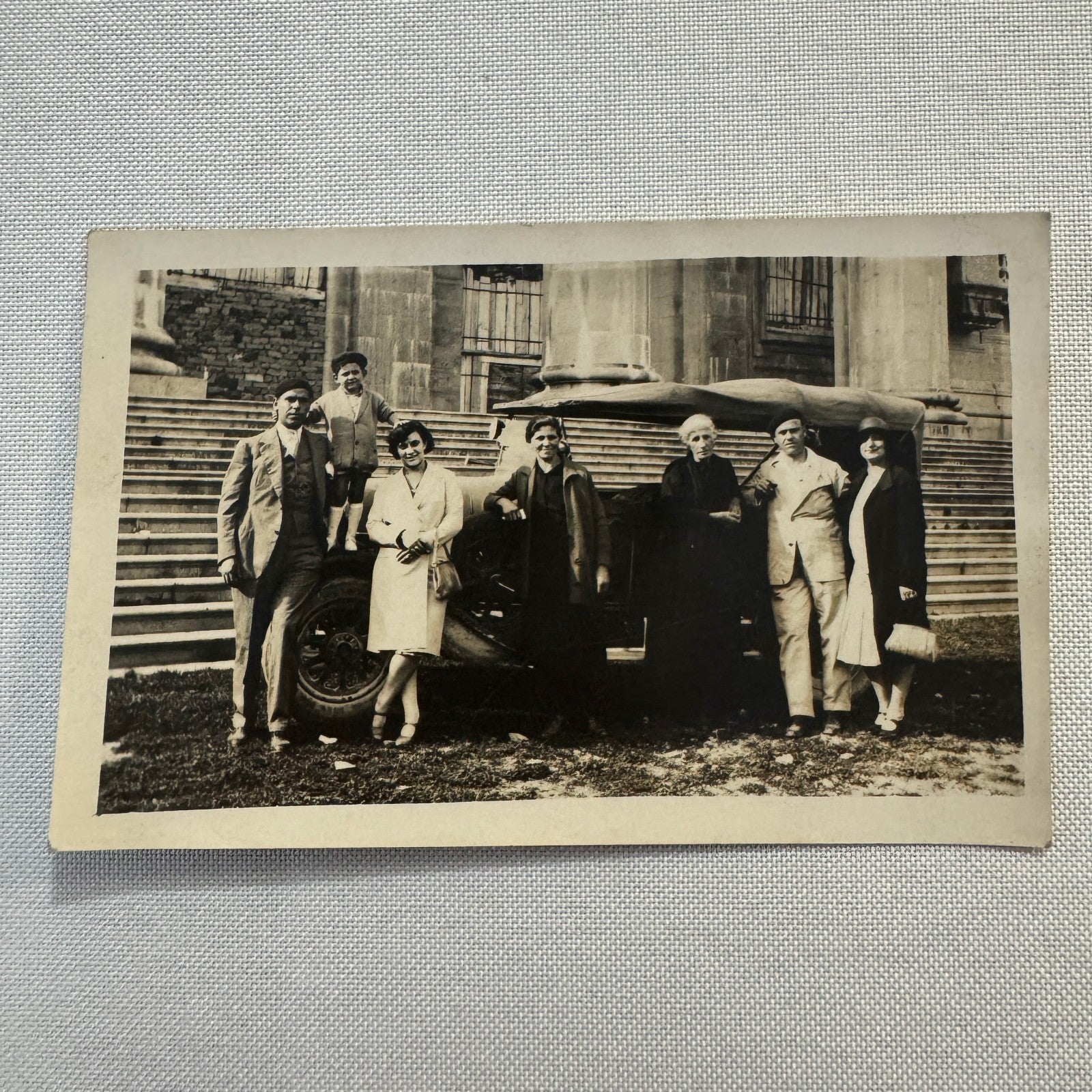 Vintage Postcard Real Photo Postcard RPPC People with Car Automobile Italian