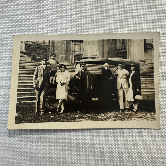 Vintage Postcard Real Photo Postcard RPPC People with Car Automobile Italian