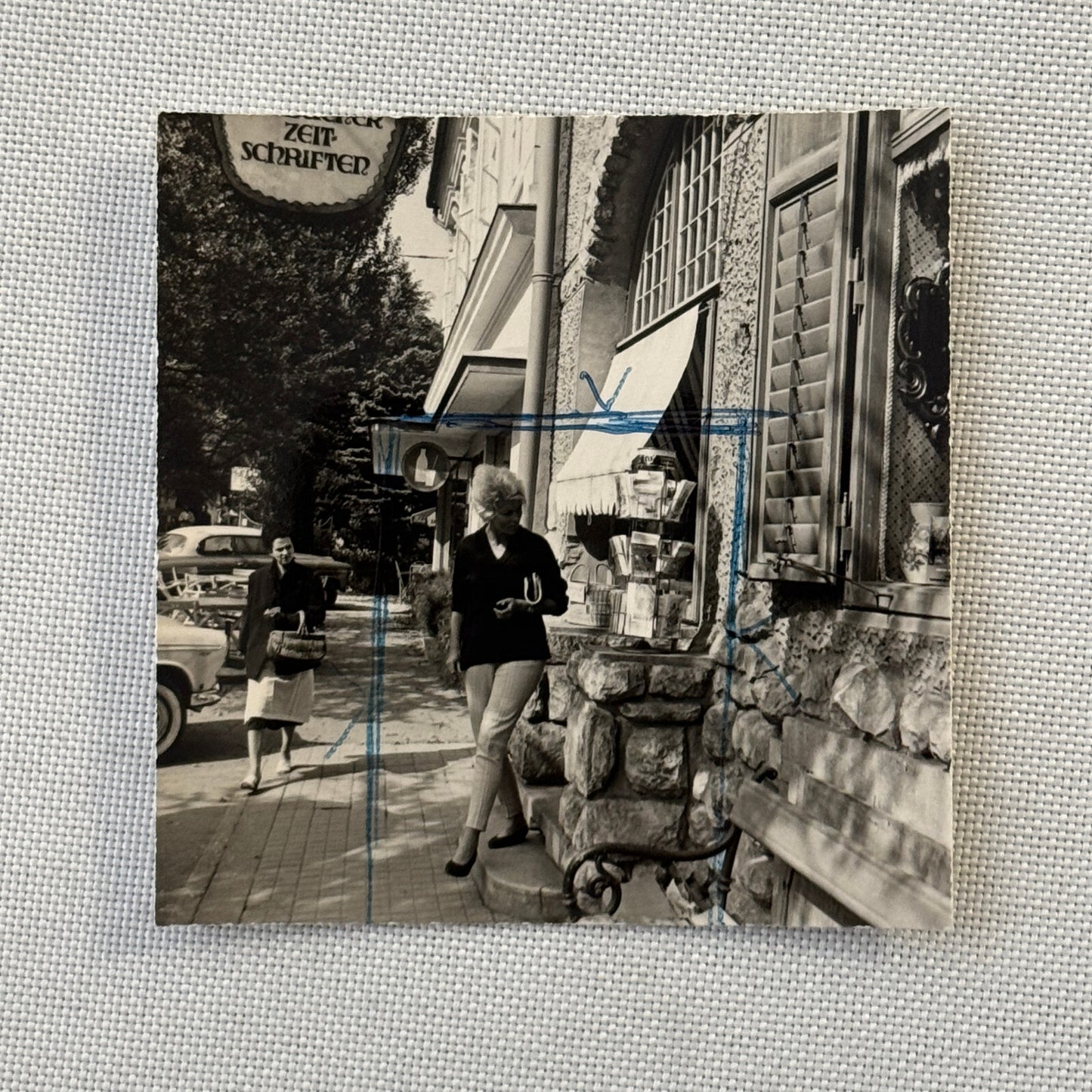 Vintage Photo Photograph Women Cars Shops Germany