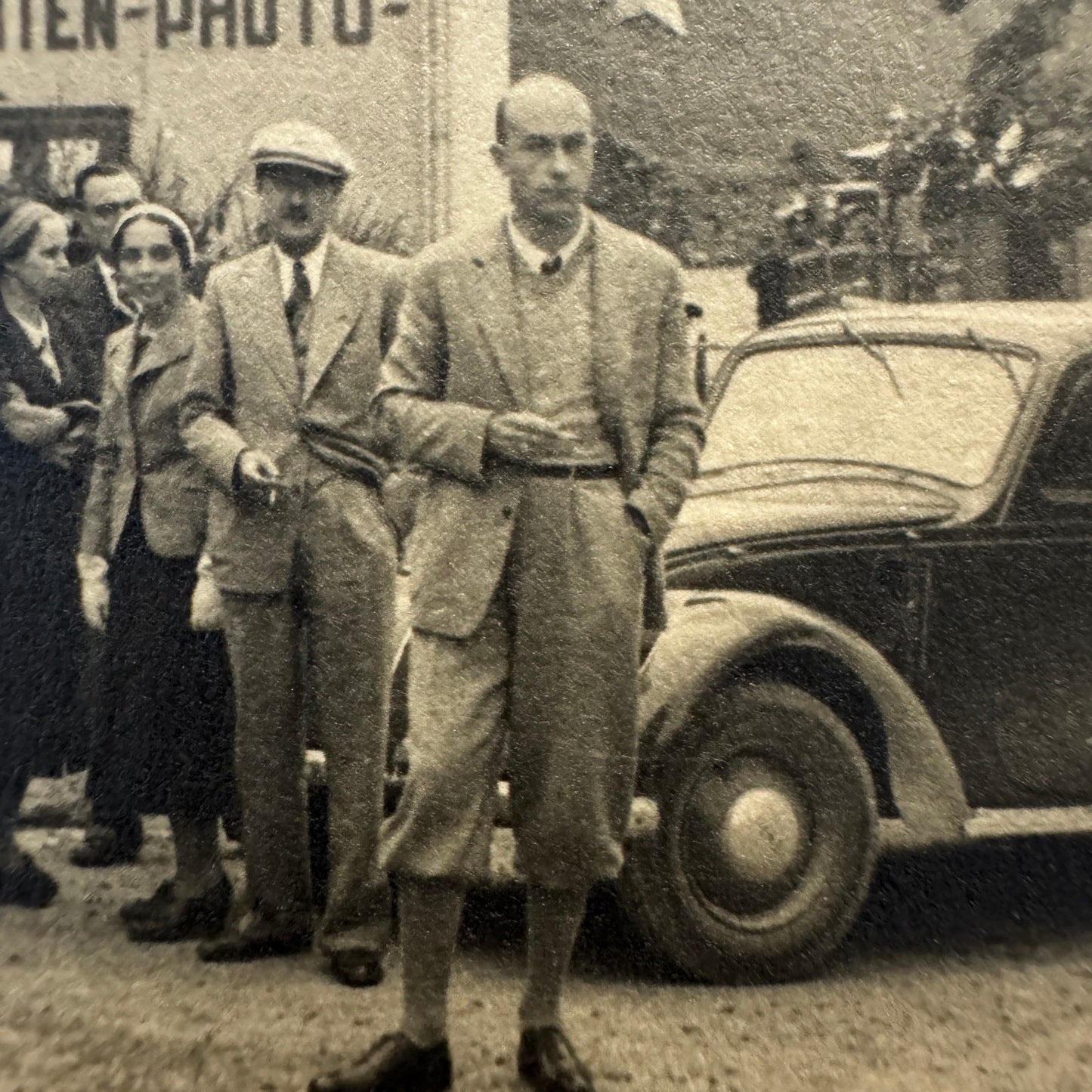 Vintage Photograph Photo Print People with Car Automobile European