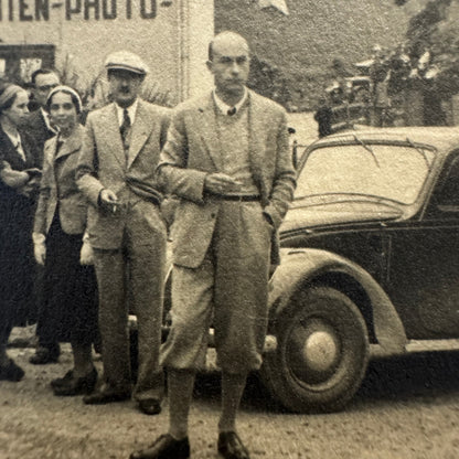 Vintage Photograph Photo Print People with Car Automobile European