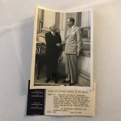 Press Photo Photograph Senator William H Thompson and Richard Russell 1933